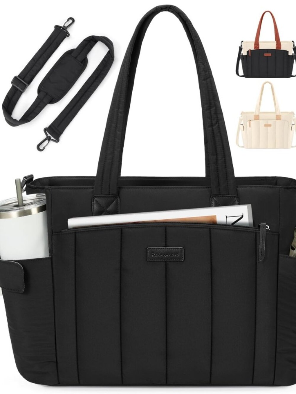 Laptop Tote Bag for Women Large Puffer Quilted Work Bag
